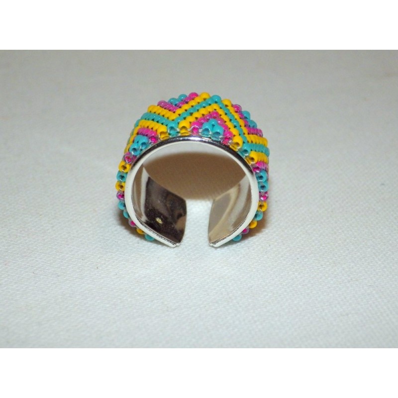 Bague tissage Miyuki motif g om trique