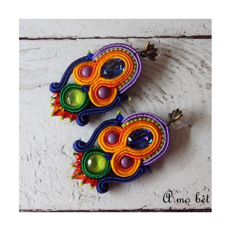 "APOLLINE" boucles d'oreilles soutache et Swarovski "APOLLINE" boucles d'oreilles soutache et Swarovski