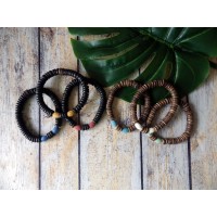 Bracelets bois de coco et pierre de lave
