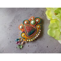 "Unicorn" boucles d'oreilles soutache et cabochon artisanal