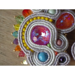 "ARLEQUIN" boucles d'oreilles en soutache et cristaux Swarovski multicolores, clous inox