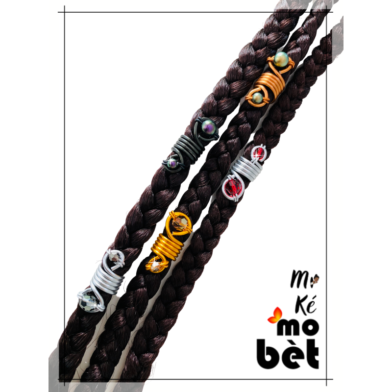 MKMB bague cheveux serpentin fil alu perles Swarovski MKMB bague cheveux serpentin fil alu perles Swarovski