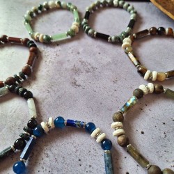 Bracelet pierre, tubes, perles et rondelles