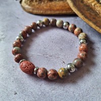 Bracelet pierre gemme et tube pierre de lave