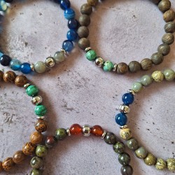 Bracelet pierres gemmes et perles inox