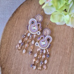 "SUNRISE & SUNSET" boucles soutache, cristal Swarovski et acier inox