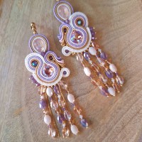 "SUNRISE & SUNSET" boucles soutache, cristal Swarovski et acier inox