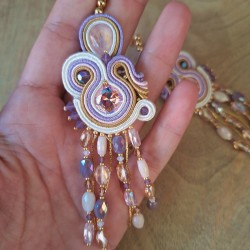 "SUNRISE & SUNSET" boucles soutache, cristal Swarovski et acier inox