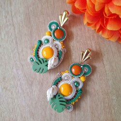 "SUMMY" boucles soutache, résine et coquillage