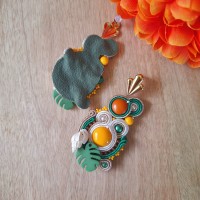 "SUMMY" boucles soutache, résine et coquillage