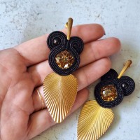 "AGATHE" boucles soutache, cristal Swarovski et acier inox