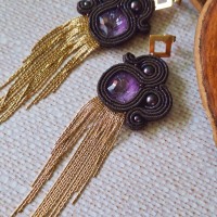 "LESLIE" boucles soutache, cristal Swarovski et acier inoxydable