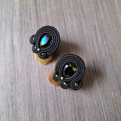 "AURORE" boucles soutache, cristal Swarovski et acier inoxydable