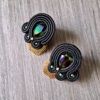 "AURORE" boucles soutache, cristal Swarovski et acier inoxydable