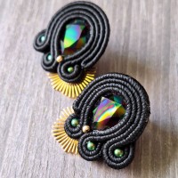 "AURORE" boucles soutache, cristal Swarovski et acier inoxydable