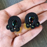 "AURORE" boucles soutache, cristal Swarovski et acier inoxydable