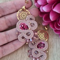 "GRACE" boucles soutache, cristal Swarovski et acier inoxydable