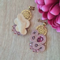 "GRACE" boucles soutache, cristal Swarovski et acier inoxydable