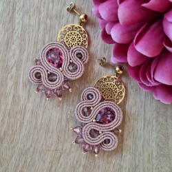 "GRACE" boucles soutache, cristal Swarovski et acier inoxydable