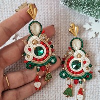 "GRAN" boucles soutache et cristal Swarovski, thème Noël