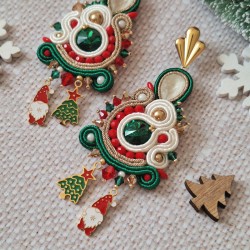 "GRAN" boucles soutache et cristal Swarovski, thème Noël