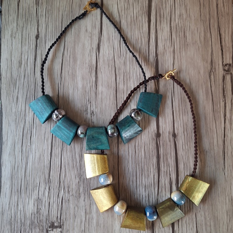 Collier bois céramique - modèle 3