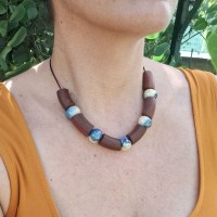 Collier bois céramique - modèle 4