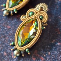 "SAHARA" boucles soutache et cristal Swarovski, clous inox