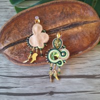 "AMAZONE" boucles soutache, cristal Swarovski et acier inox