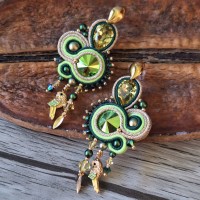 "AMAZONE" boucles soutache, cristal Swarovski et acier inox