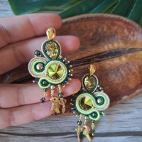 "AMAZONE" boucles soutache, cristal Swarovski et acier inox