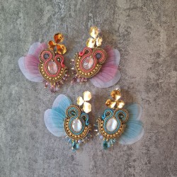 "ELFE" - boucles soutache, Swarovksi, organza et inox
