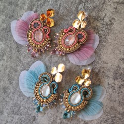 "ELFE" - boucles soutache, Swarovksi, organza et inox
