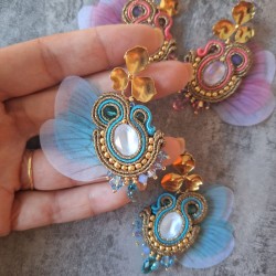 "ELFE" - boucles soutache, Swarovksi, organza et inox