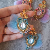 "ELFE" - boucles soutache, Swarovksi, organza et inox