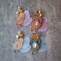 "ELFE" - boucles soutache, Swarovksi, organza et inox