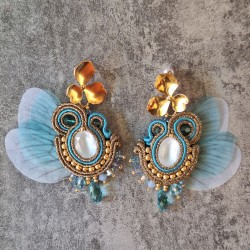 "ELFE" - boucles soutache, Swarovksi, organza et inox