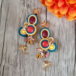 "EXOTIQUE" boucles soutache, résine et acier inox