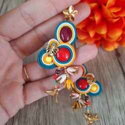 "EXOTIQUE" boucles soutache, résine et acier inox