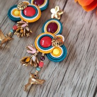 "EXOTIQUE" boucles soutache, résine et acier inox