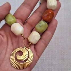 Collier résine pendentif inox