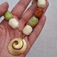 Collier résine pendentif inox