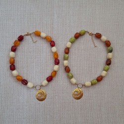 Collier résine pendentif inox