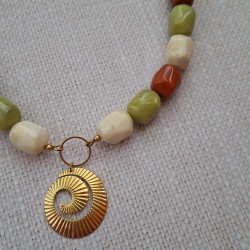 Collier résine pendentif inox