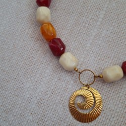 Collier résine pendentif inox