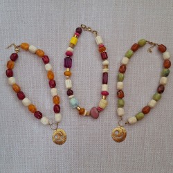 Collier résine pendentif inox