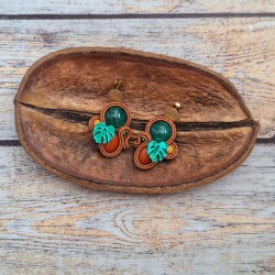 "MONSTERA" boucles soutache, résine et acier inox