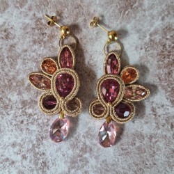 "CAMAIEU" boucles soutache, cristal et inox