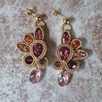 "CAMAIEU" boucles soutache, cristal et inox