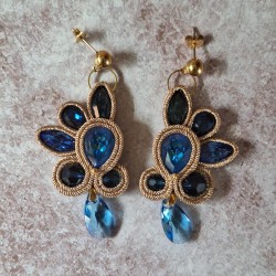 "CAMAIEU" boucles soutache, cristal et inox
